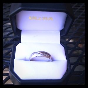 10K mens diamond inlay wedding band